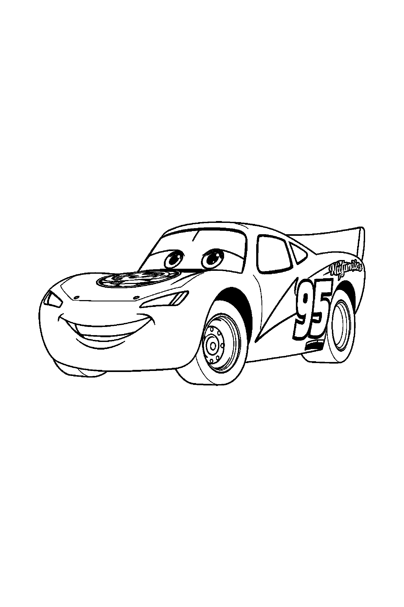 Coloriage Cars gratuit à imprimer : poster A4 détaillé de Flash McQueen avec mandala damiers