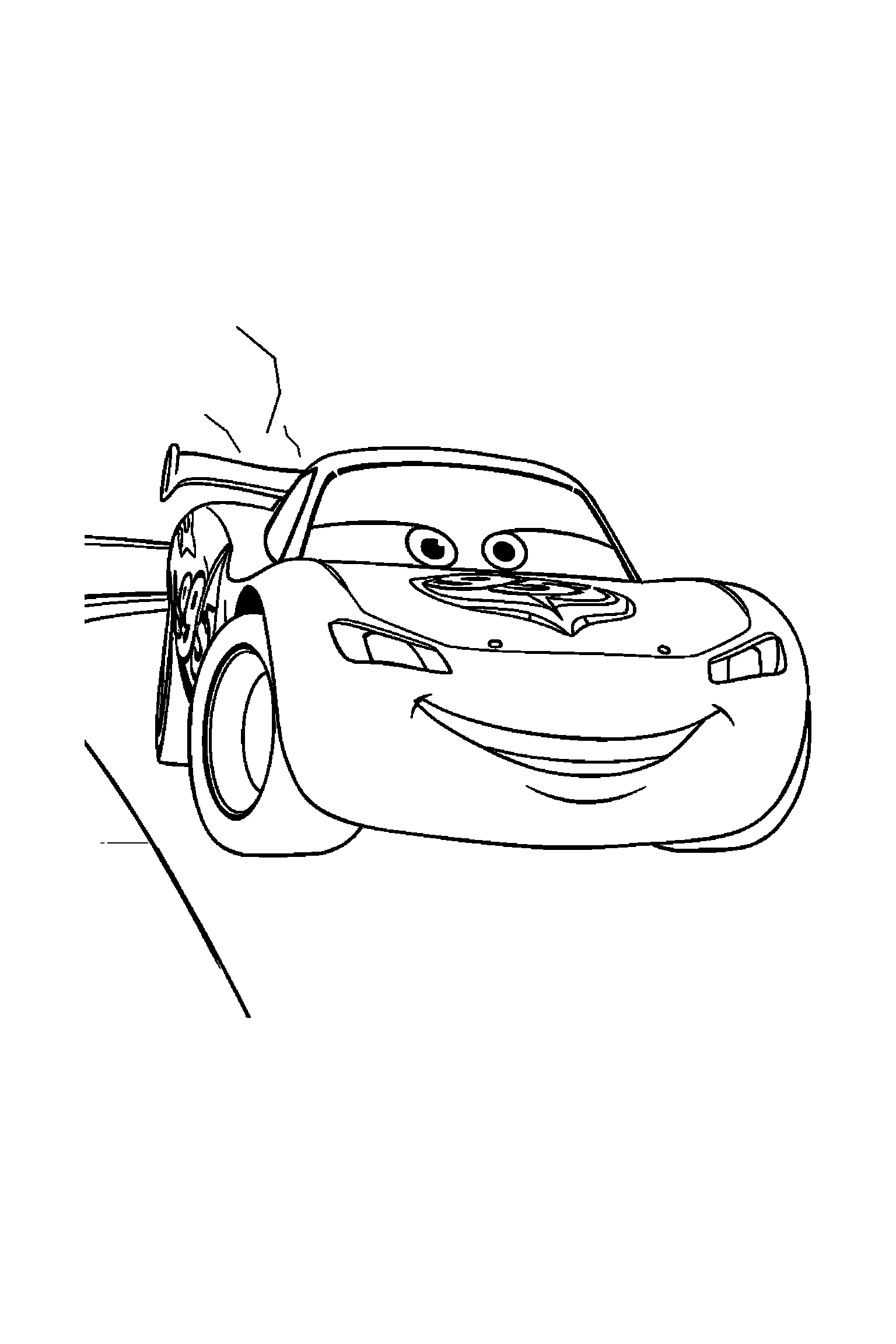 Coloriage Cars gratuit à imprimer : grand coloriage détaillé de un camion souriant avec nuages