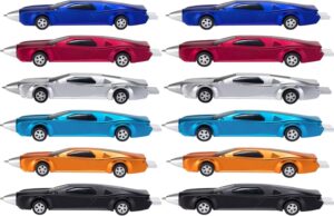 Lot de 12 stylos à bille voiture de course pour enfants