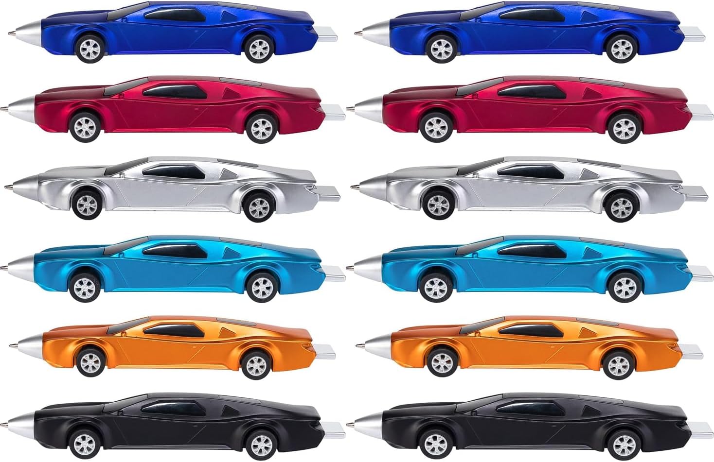 Lot de 12 stylos à bille voiture de course pour enfants