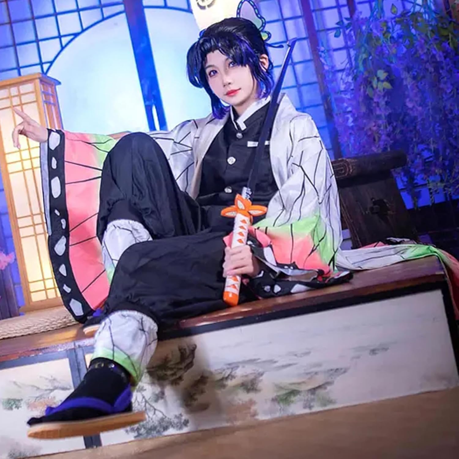 Costume cosplay Anime Kochou Shinobu avec cape et accessoires – Image 6