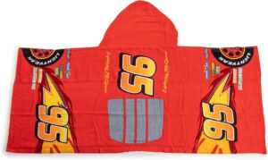 Poncho-serviette à capuche Disney Pixar Cars Flash McQueen en coton 56 x 130