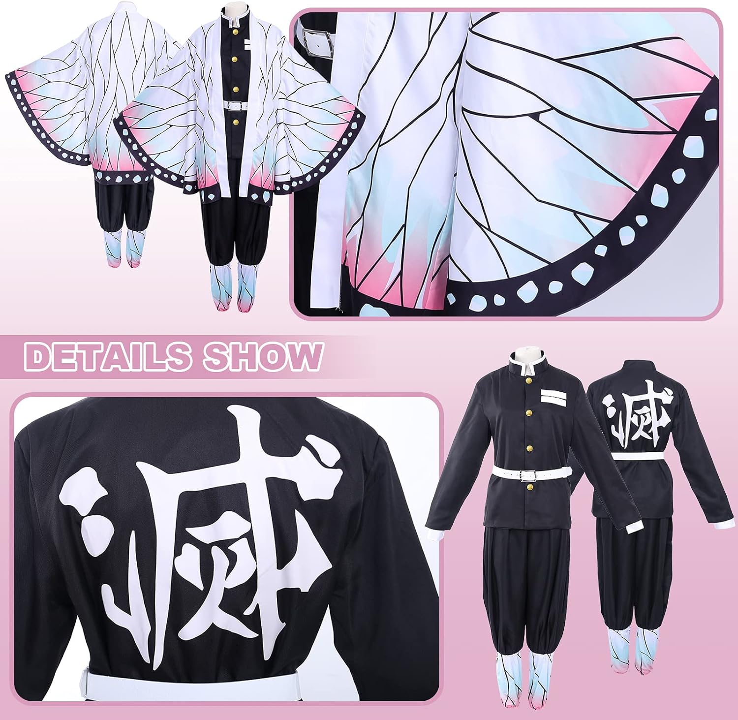 Costume cosplay Anime Kochou Shinobu avec cape et accessoires – Image 7