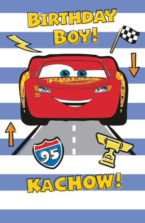 Carte d'anniversaire Disney Cars Flash McQueen avec enveloppe assortie