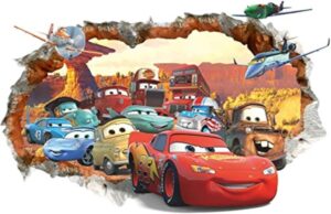 Sticker mural Cars 3D amovible pour chambre d’enfant