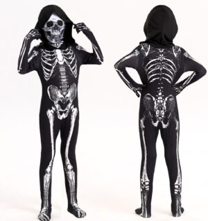 Costume de squelette Halloween pour garçon avec masque de crâne