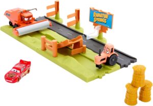 Disney Pixar Cars Coffret Évasion de Frank avec Flash McQueen, 3 véhicules et 2 modes