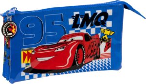 Trousse triple Cars Race Ready en polyester bleu électrique