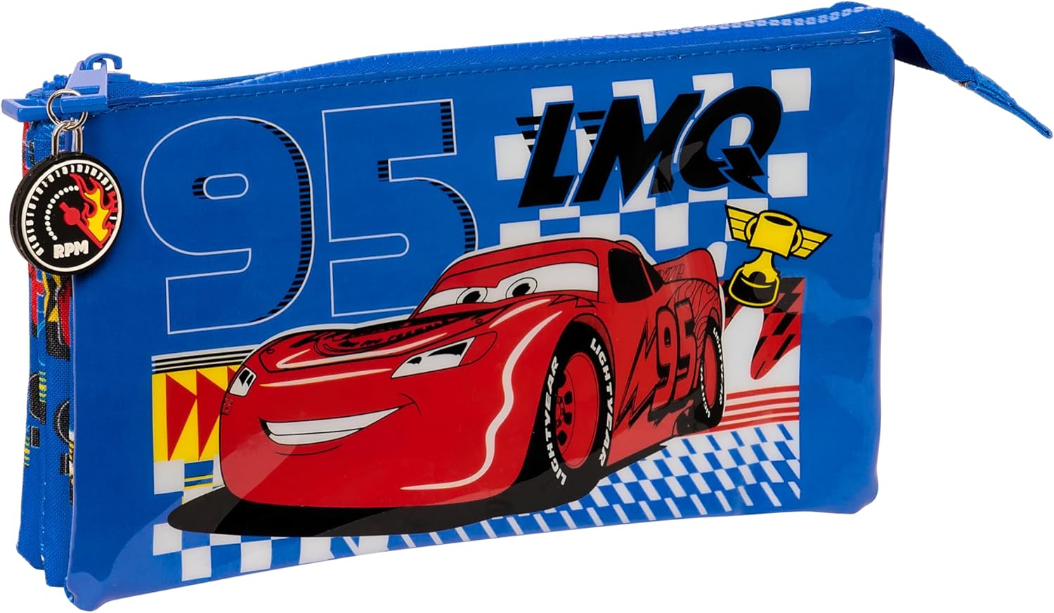Trousse triple Cars Race Ready en polyester bleu électrique