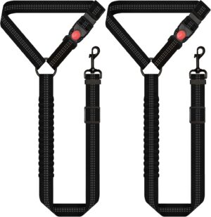 Lot de 2 ceintures de sécurité réglables Cars UK noires avec élastique de retenue réfléchissant