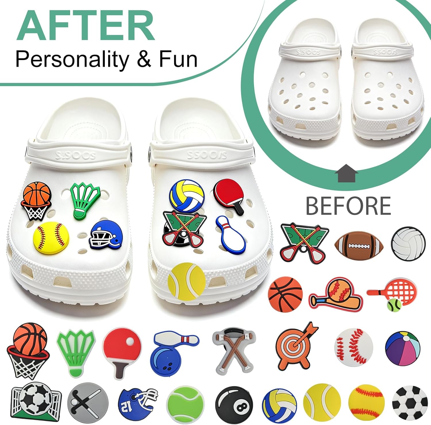 Lot de 23 pins PVC colorés pour chaussures à trous enfant – Image 4