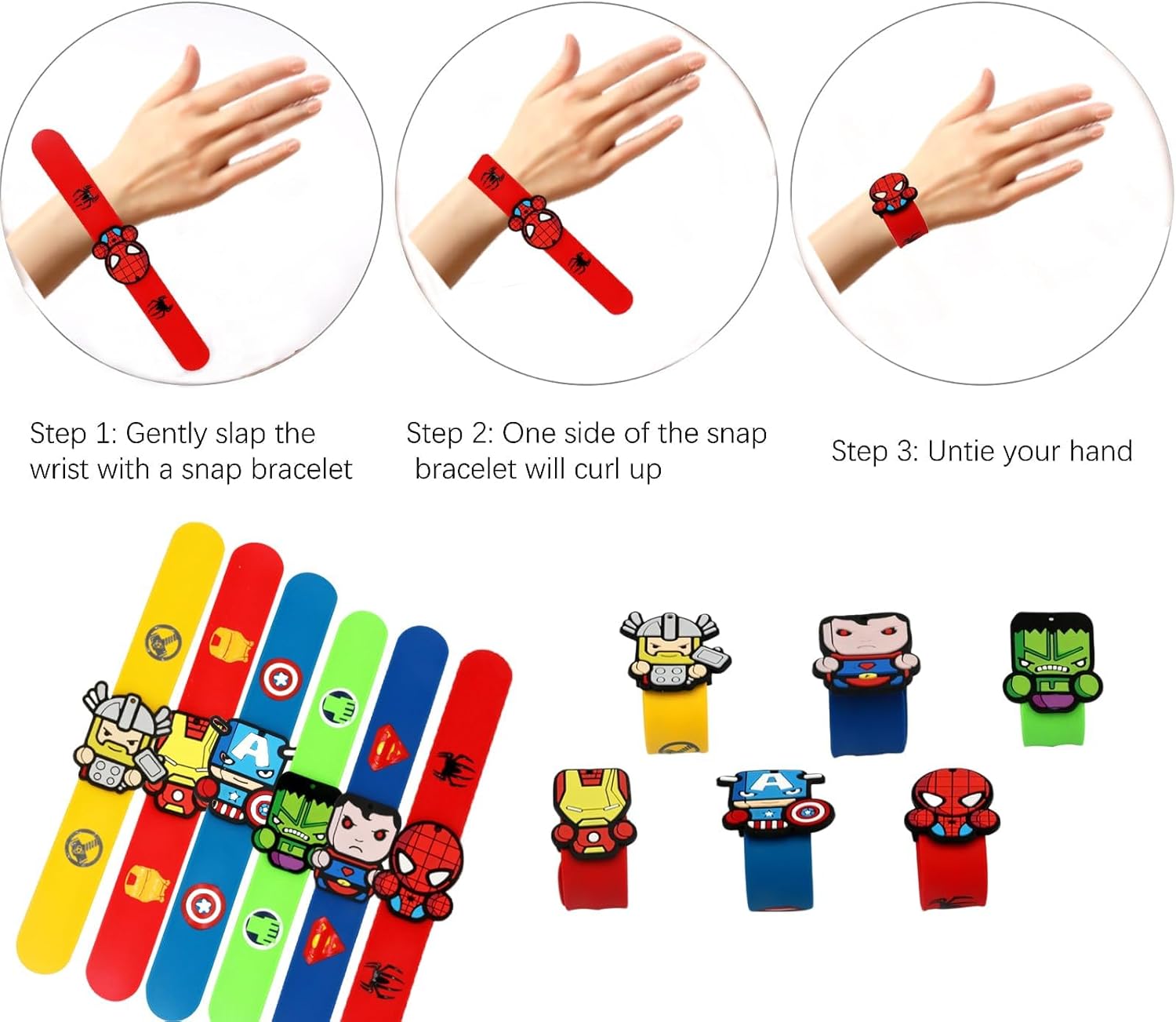 Lot de 6 bracelets en silicone style Héros pour enfants – Image 3