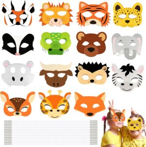 Lot de 15 masques d'animal Talifoca en papier blanc pour anniversaire