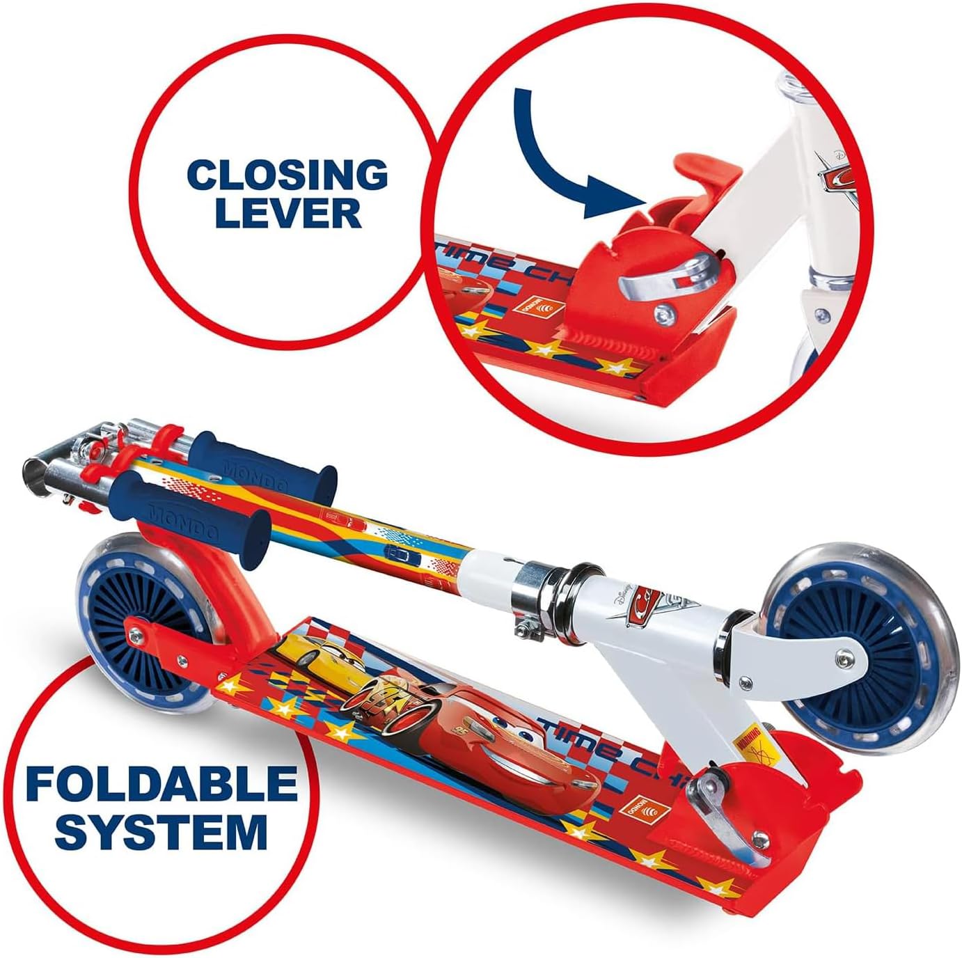 Trottinette 2 roues pliable Cars en aluminium avec guidon réglable – Image 2