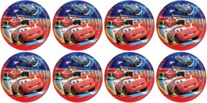 Assiettes Cars en carton 23 cm, lot de 8