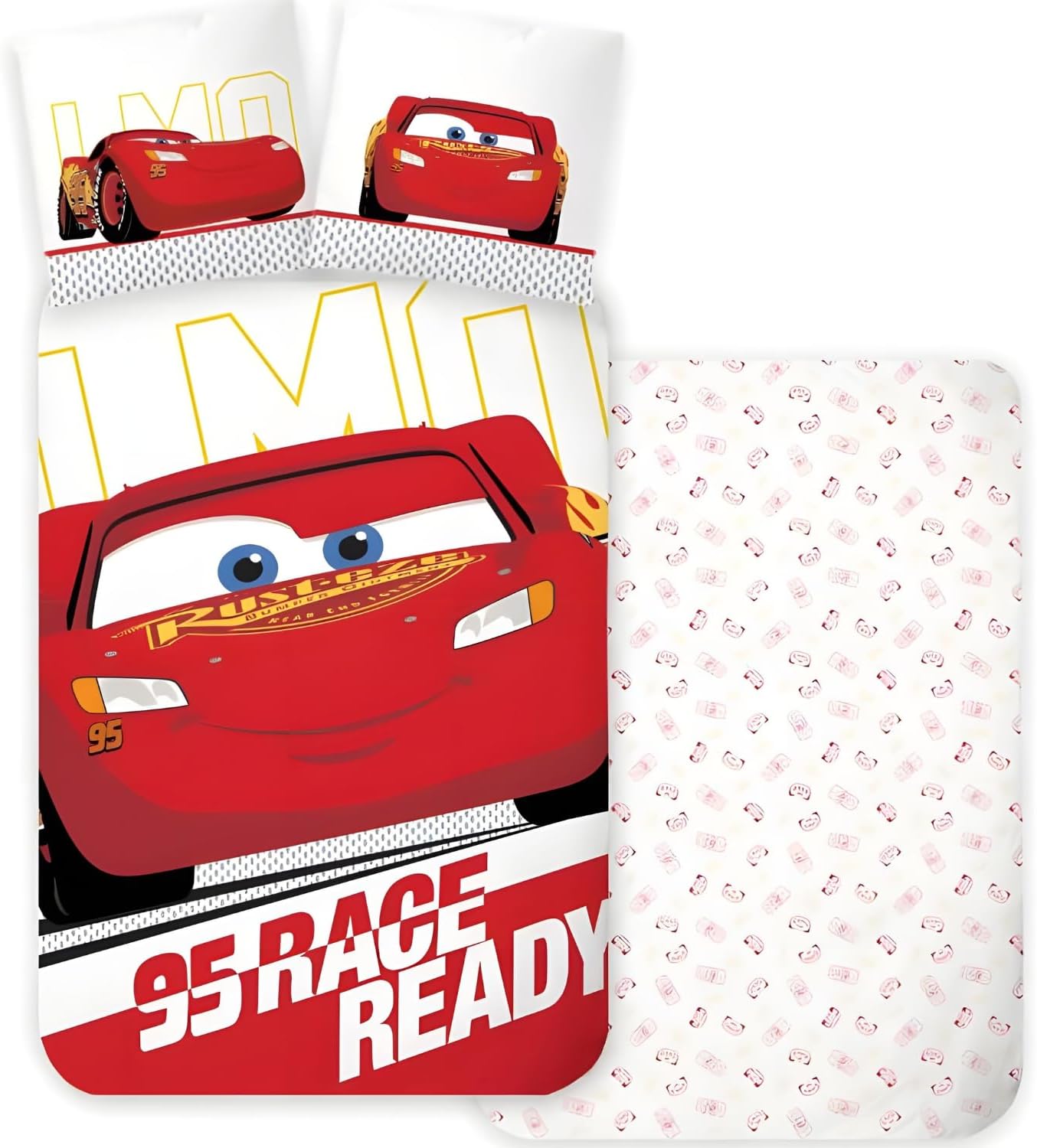 Parure de lit bébé Disney Cars Flash McQueen en 100 % coton