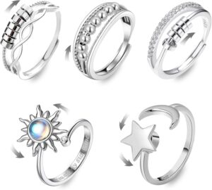 Lot de 5 bagues anti-stress Cars réglables argent
