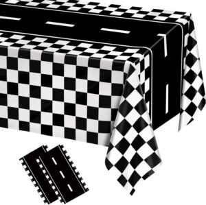 Nappe Cars rectangulaire 137 × 274 CM, lot de 2 avec drapeau à carreaux