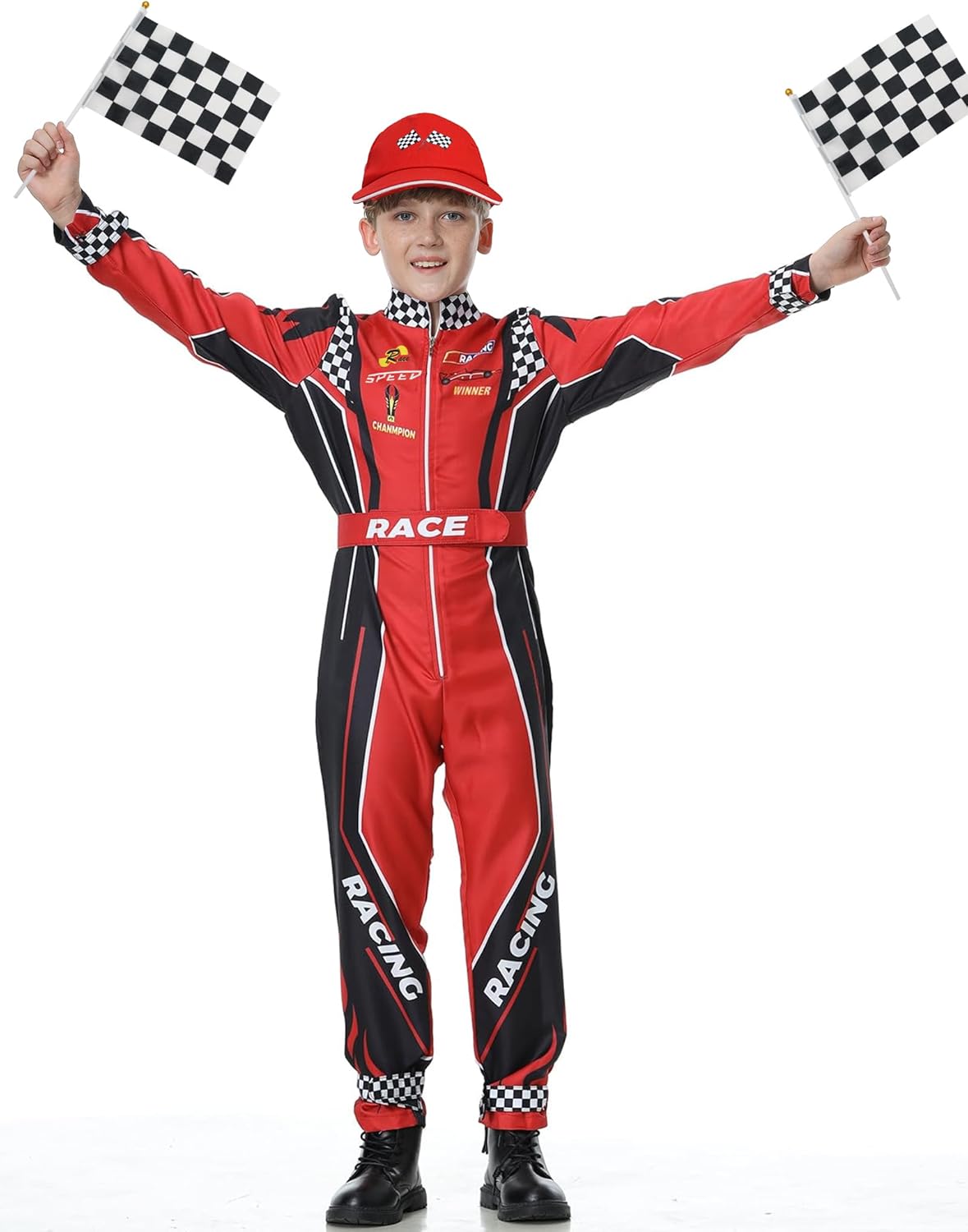 Déguisement Cars de pilote de course avec casquette enfant – Image 3