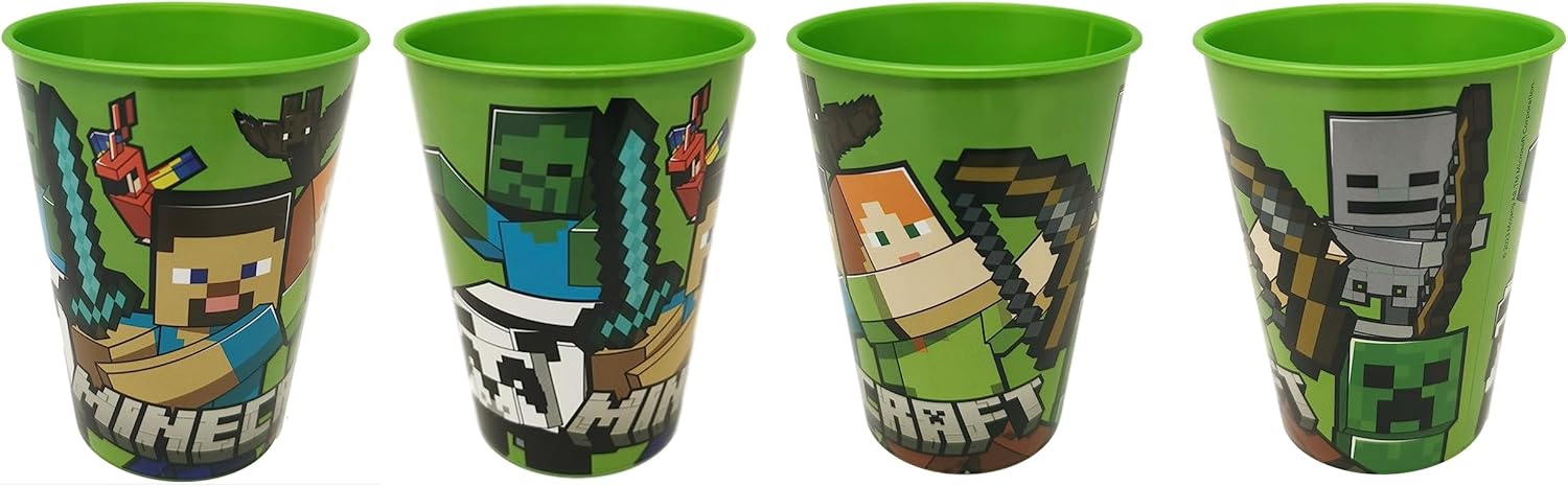 Gobelets Cars vert 260 ml, lot de 4 en plastique sans BPA
