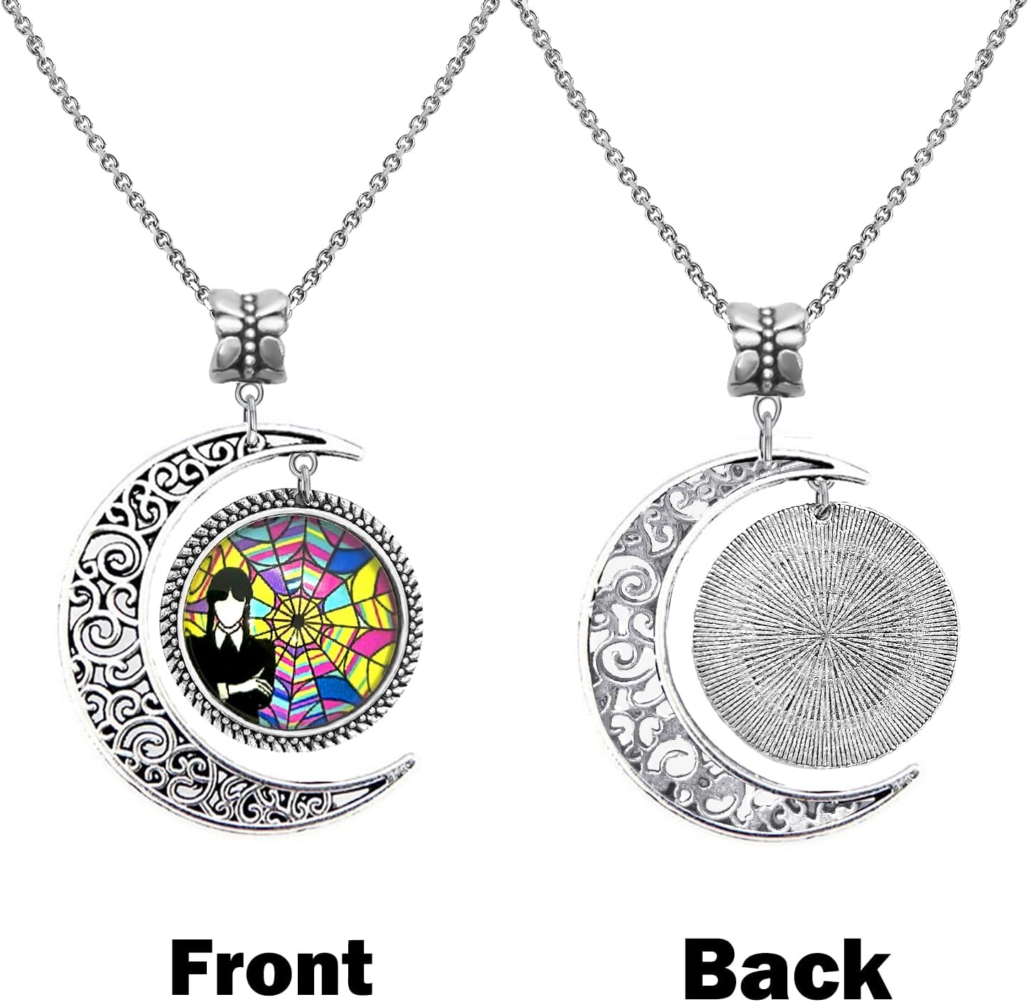 Collier Mercredi au pendentif croissant de lune en alliage – Image 3