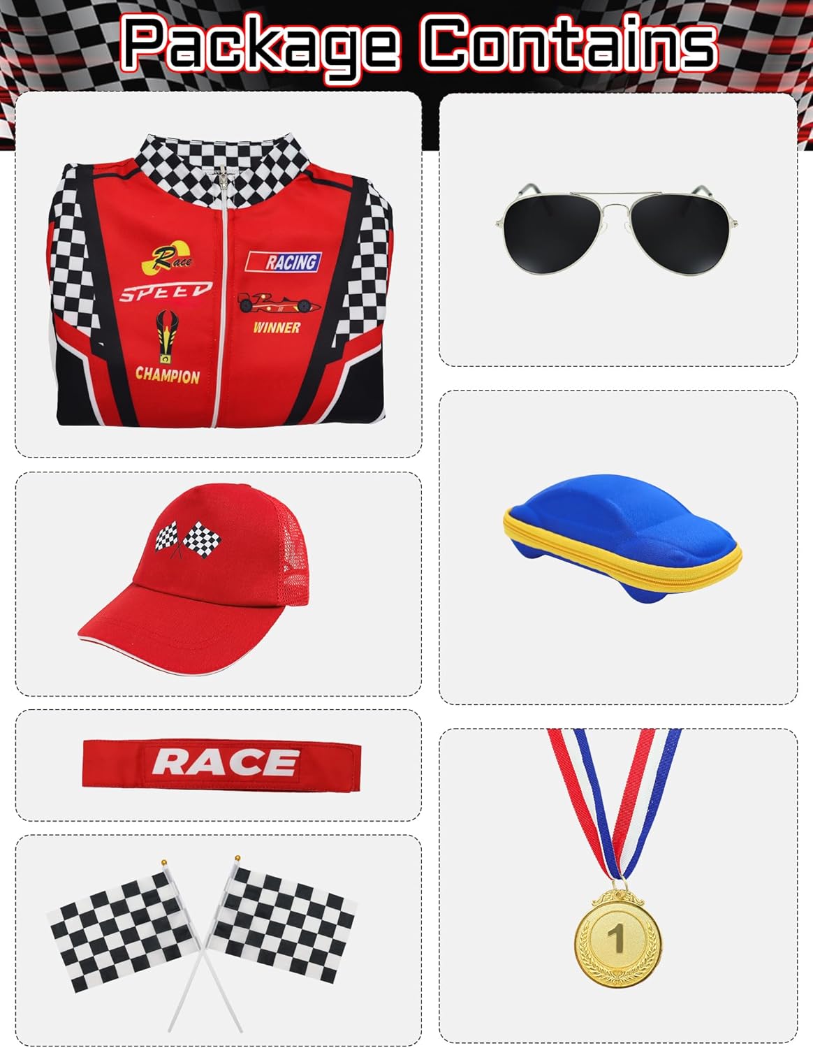 Déguisement Cars de pilote de course avec casquette enfant – Image 5