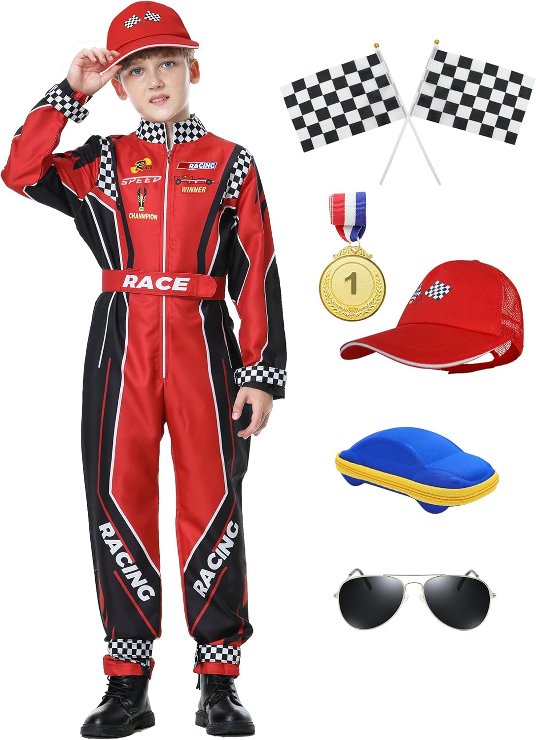 Déguisement Cars de pilote de course avec casquette enfant