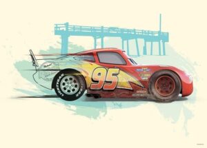 Décoration murale Disney Cars Flash McQueen en papier photo satiné 70 x 50 cm