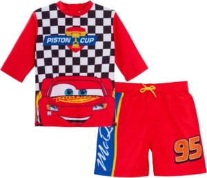 Ensemble de bain 2 pièces Cars avec haut anti-UV Lightning McQueen