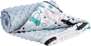 Plaid bébé Cars bleu clair en 100% coton, style modern