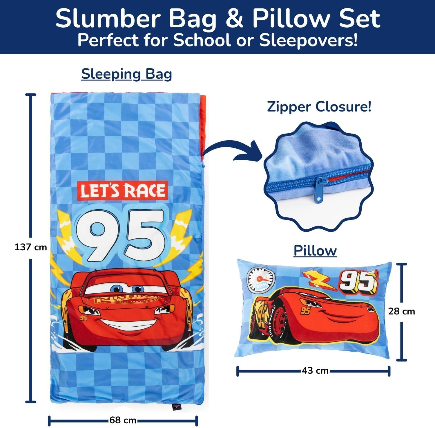 Tapis de sieste Disney Pixar Cars avec oreiller intégré et poignée de transport – Image 2