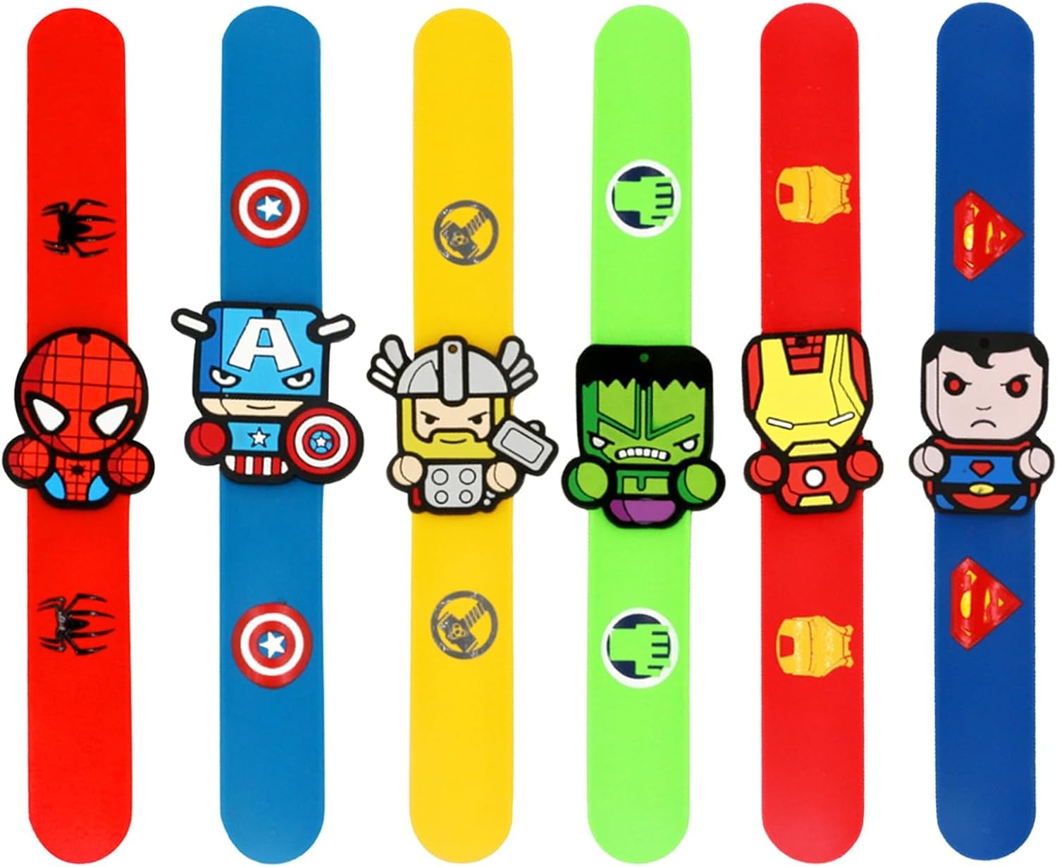 Lot de 6 bracelets en silicone style Héros pour enfants