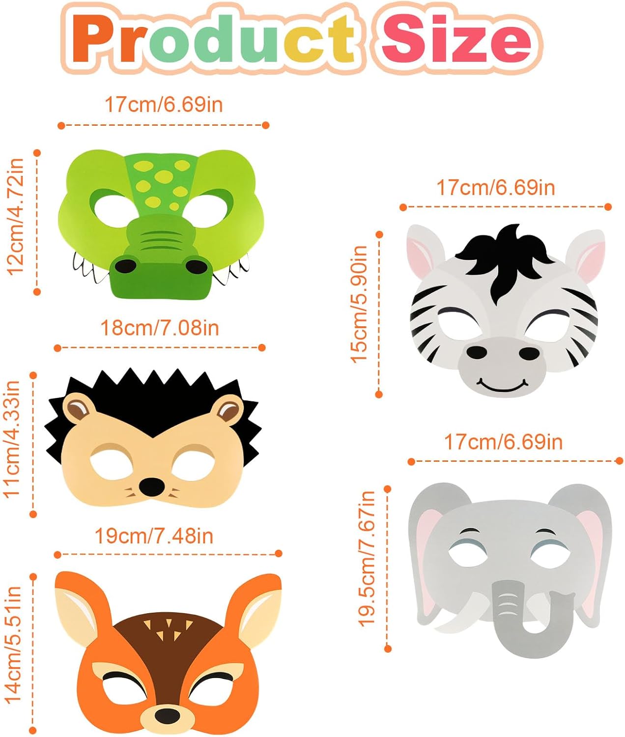 Lot de 15 masques d'animal Talifoca en papier blanc pour anniversaire – Image 2