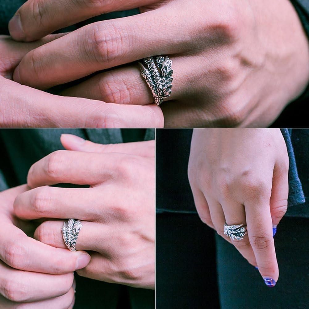 Bague ouverte Alondra Dragon à griffes pour homme – Image 4