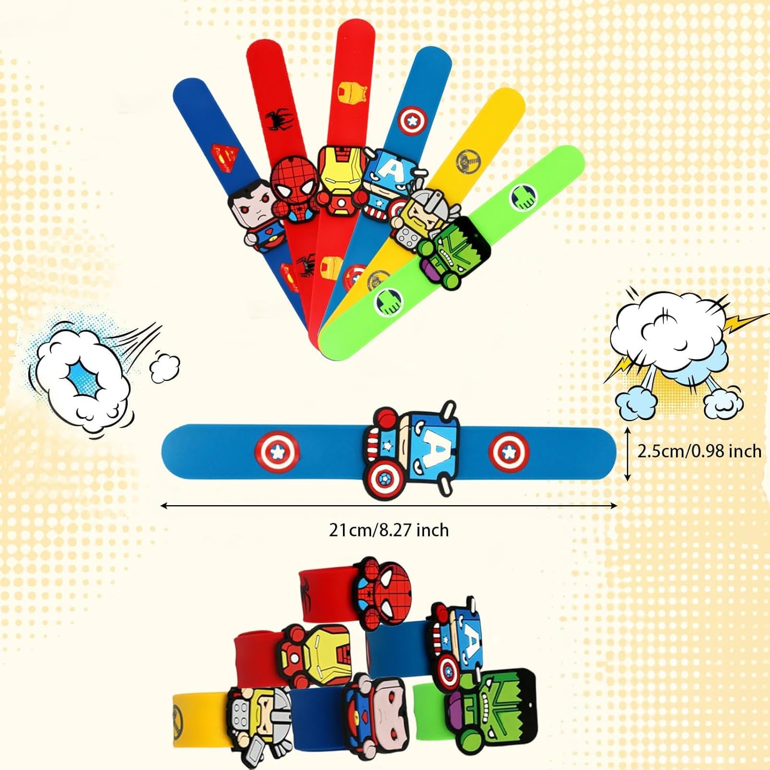 Lot de 6 bracelets en silicone style Héros pour enfants – Image 2