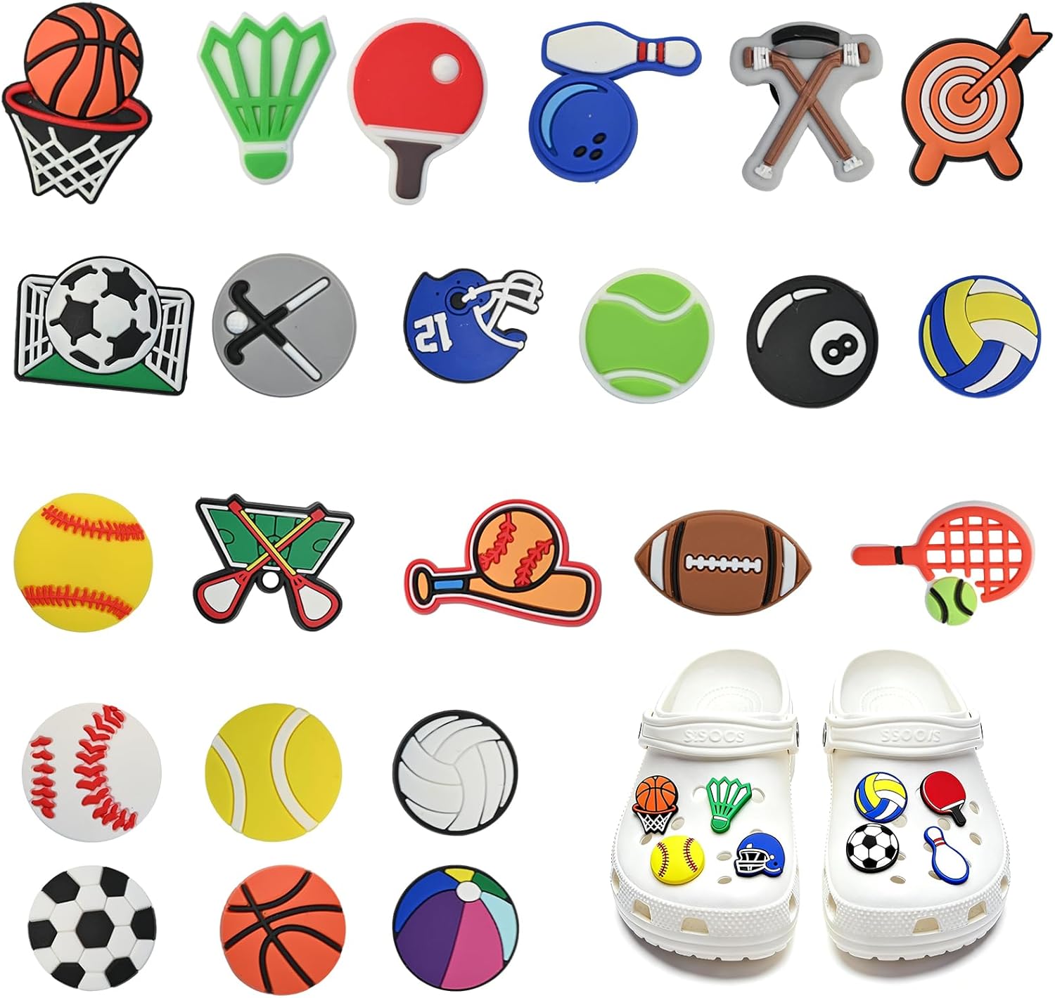 Lot de 23 pins PVC colorés pour chaussures à trous enfant – Image 7