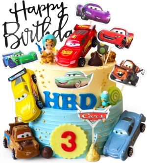 Décorations de gâteau Cars pour anniversaire enfant, lot de 17