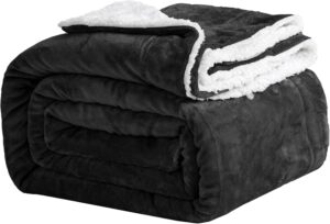 Couverture Sherpa noire Good Nite en flanelle, tailles 130x150cm, 150x200cm, 200x230cm et 230x270cm