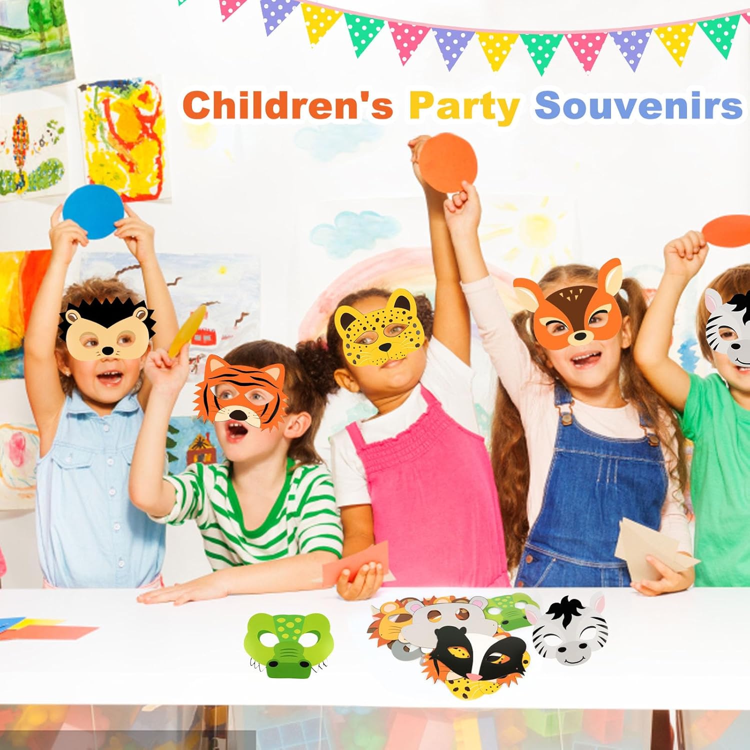 Lot de 15 masques d'animal Talifoca en papier blanc pour anniversaire – Image 5
