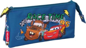 Trousse triple Cars Racing bleu marine 22 x 3 x 12 cm