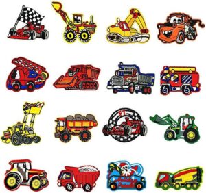Lot de 16 écussons thermocollants Cars camion brodé