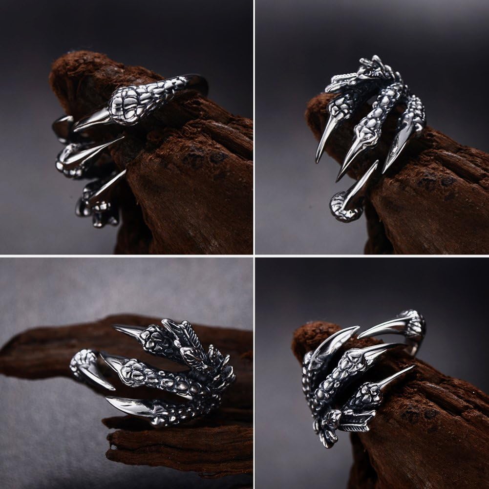 Bague ouverte Alondra Dragon à griffes pour homme – Image 6