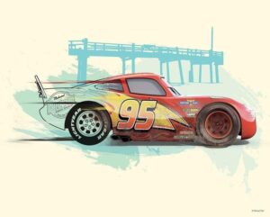 Tableau mural Disney Cars Flash McQueen 50 x 40 cm sans cadre