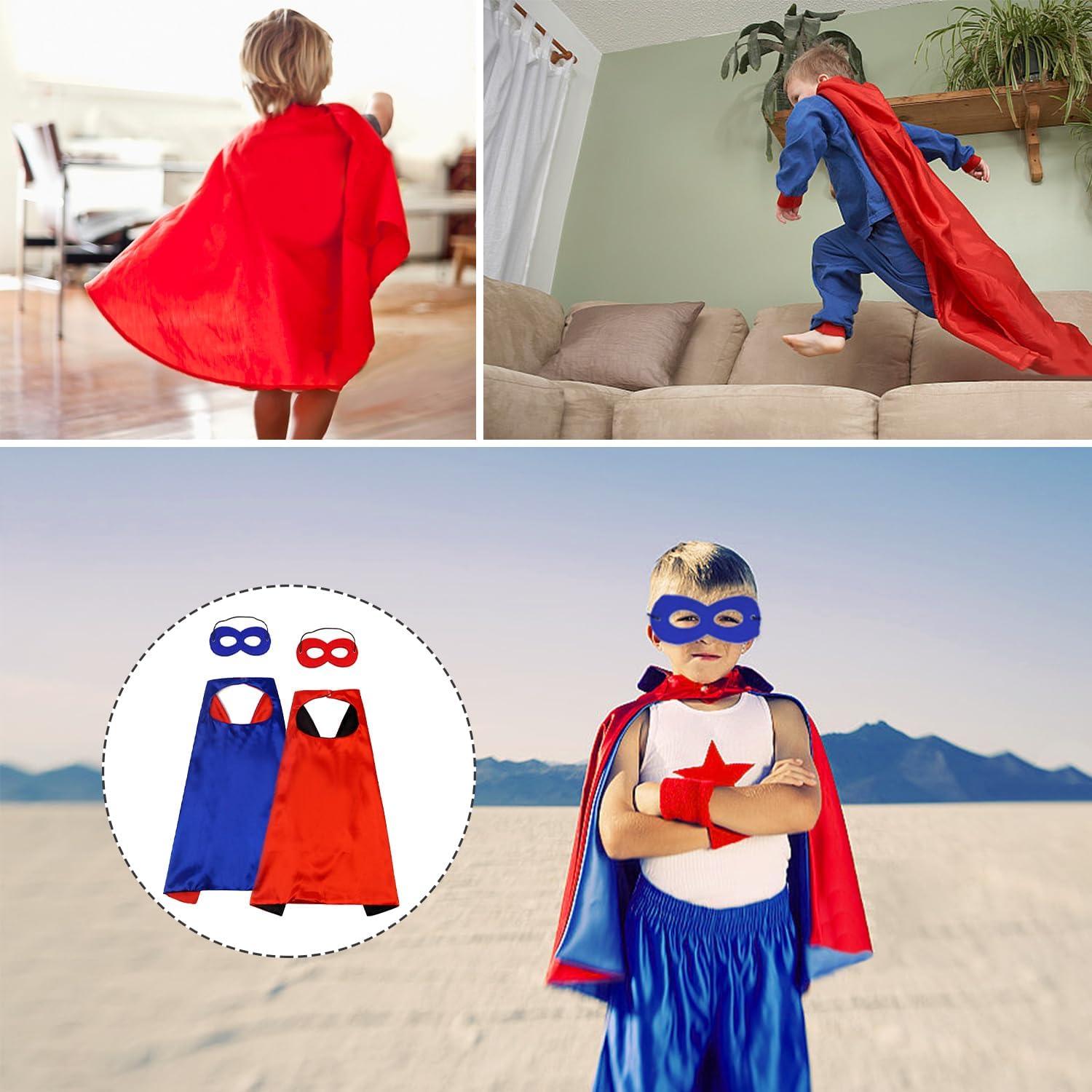 Ensemble super héros enfant avec 2 capes réversibles et 2 masques – Image 6
