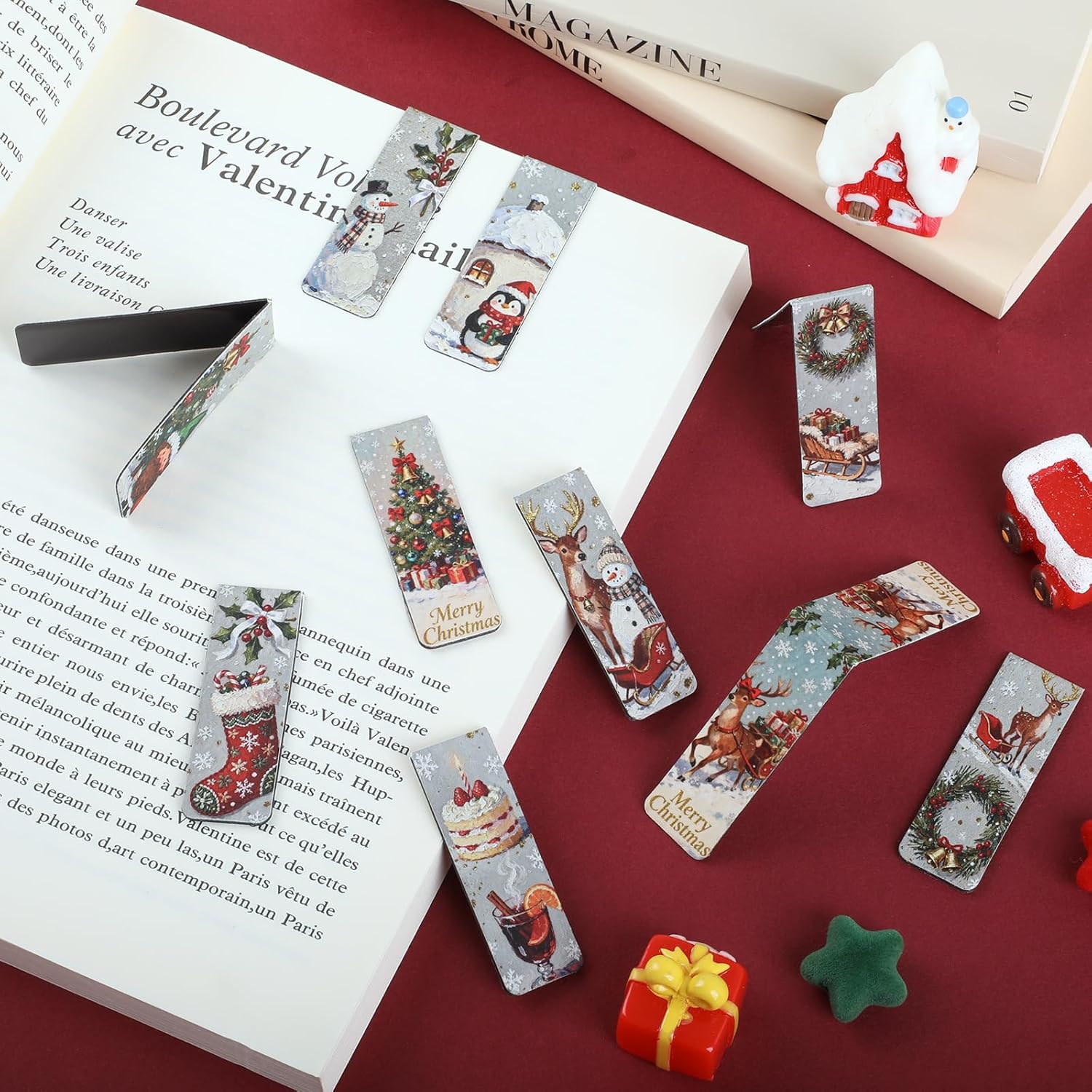 Lot de 12 marque-pages magnétiques Noël 6 x 2 cm – Image 5