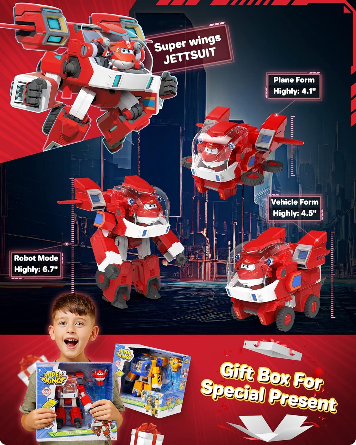 Jett Super Wings camion robot transformable avec mini avion – Image 6