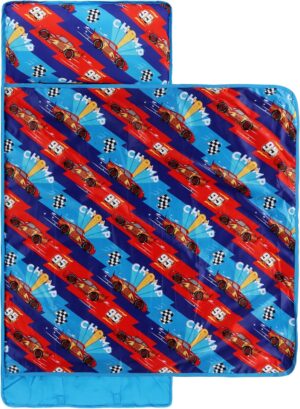Tapis de sieste enfant Disney Pixar Cars bleu avec oreiller intégré