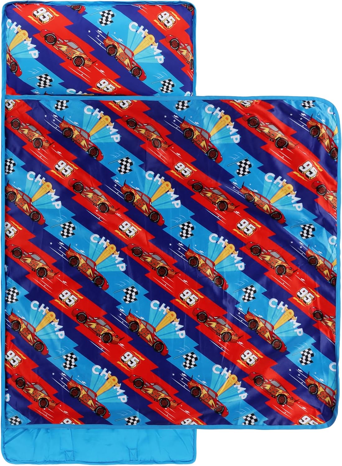 Tapis de sieste enfant Disney Pixar Cars bleu avec oreiller intégré
