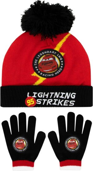 Ensemble hiver Disney Flash McQueen bonnet et gants noir