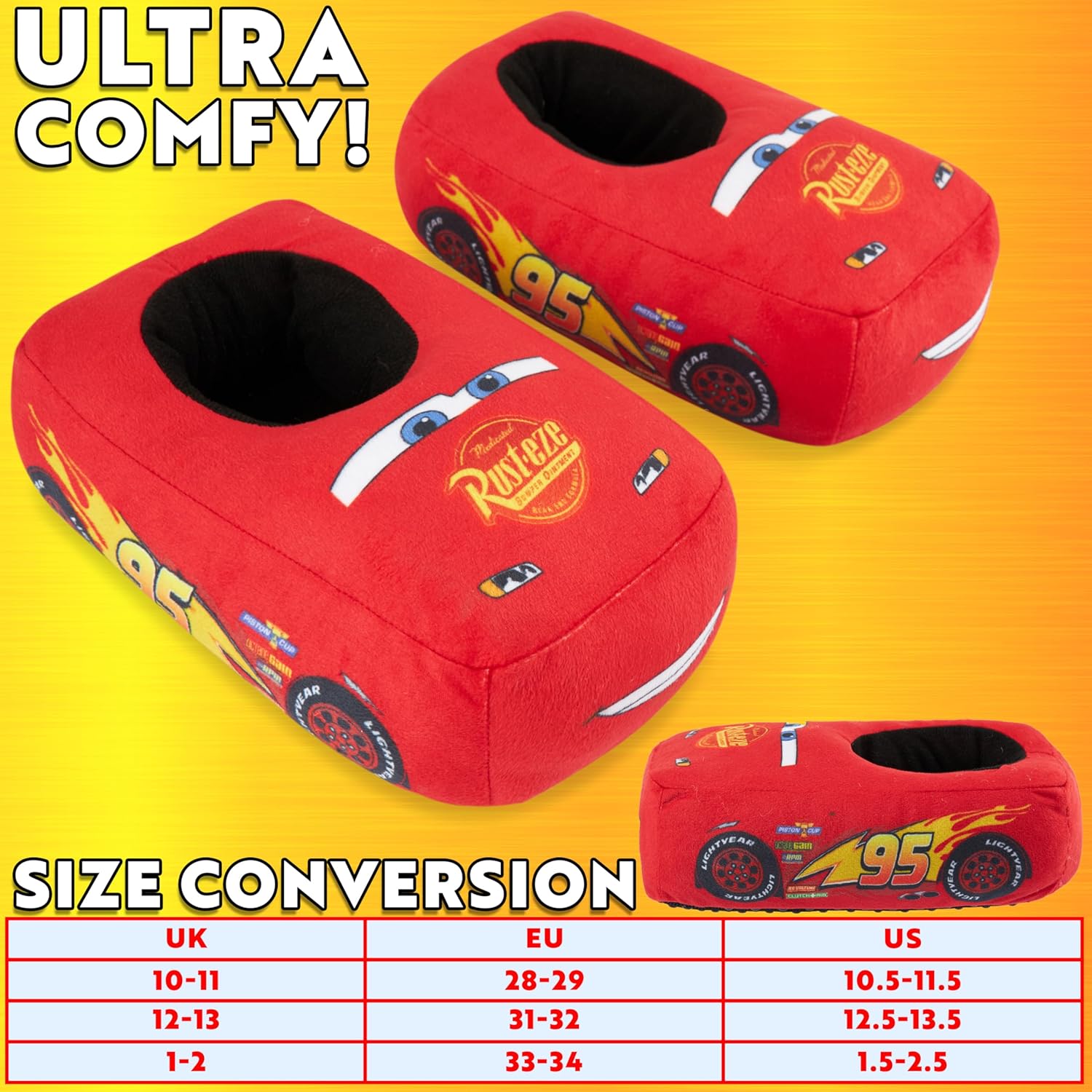 Chaussons à enfiler Disney Cars Lightning McQueen en peluche 3D – Image 6